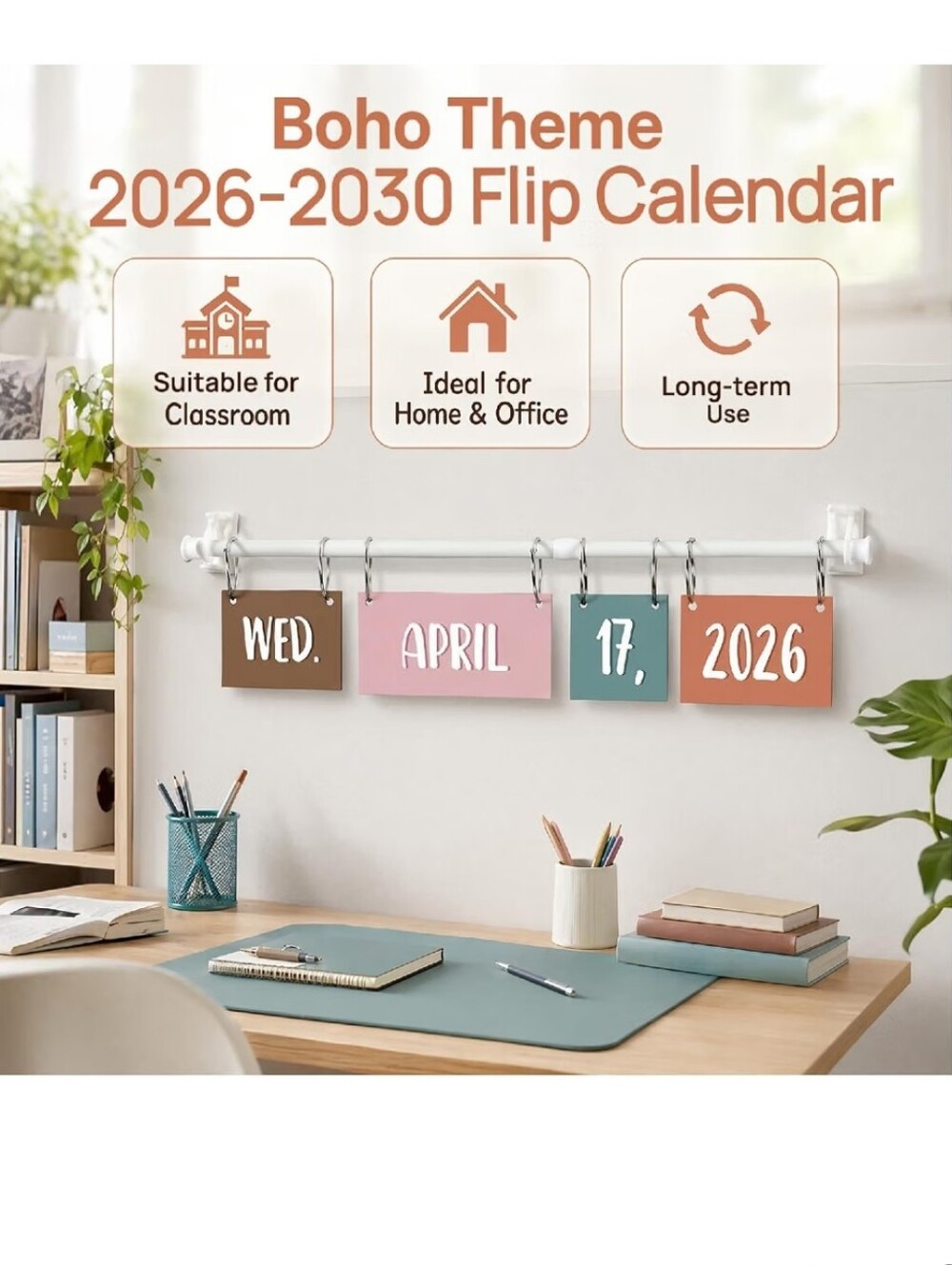 Boho Theme Flip Calendar With Holder